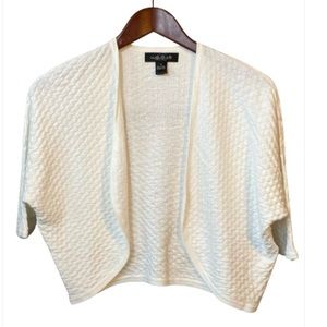 August Silk Cropped Sweater Knit Short Sleeve Shrug Size SM